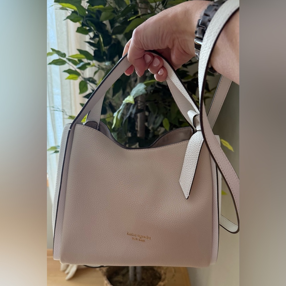 Kate Spade NewYork Leather Tan/White Crossbody Satchel